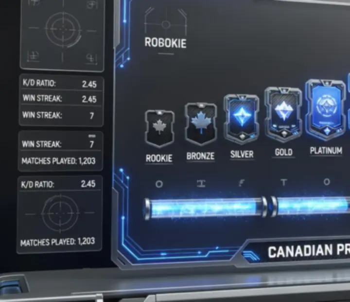 Cinematic tactical command center for ranked progression tracking