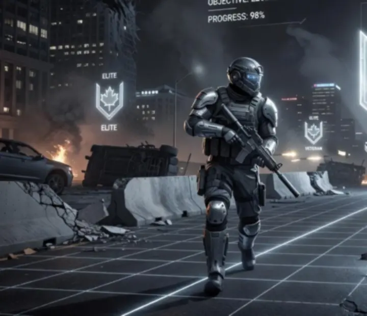 Cinematic urban battlefield illustrating the journey to Legendary rank