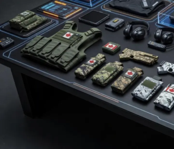 Custom tactical loadout layout showing operator, weapons, and equipment