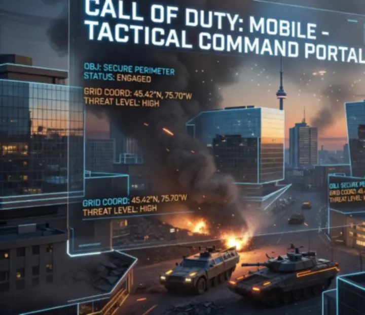 Cinematic urban tactical briefing scene with operator silhouettes, vehicles, and atmospheric lighting